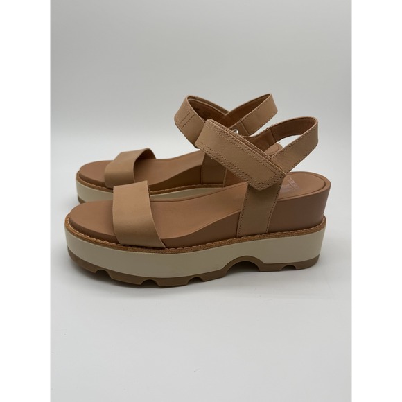 Sorel Shoes - Sorel Joanie Y Strap Wedge Sandals Women 8 Tan Brown Leather Platform